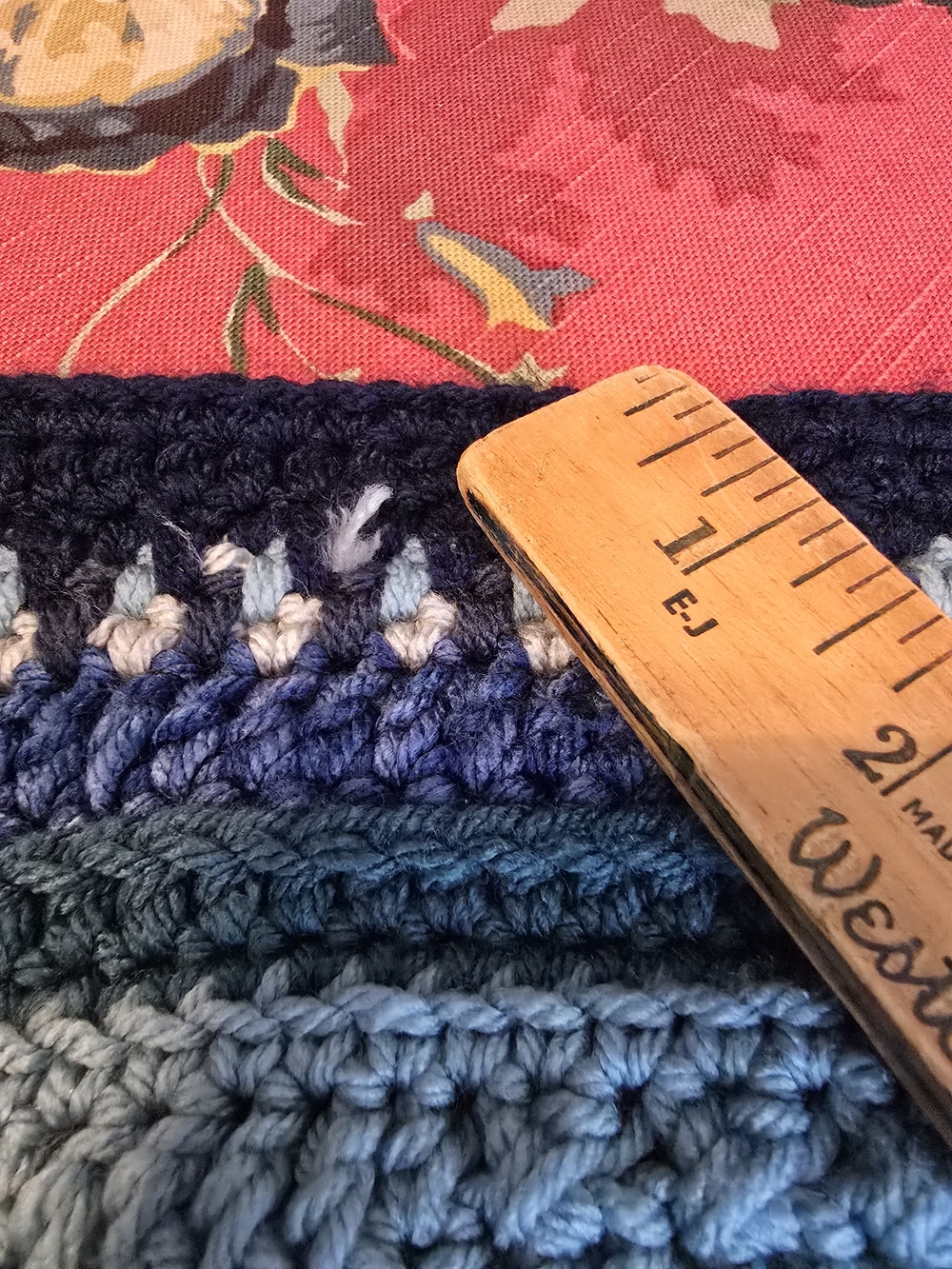 Handmade Crochet Throw Blanket in Blue Tones - Picture 11 of 13